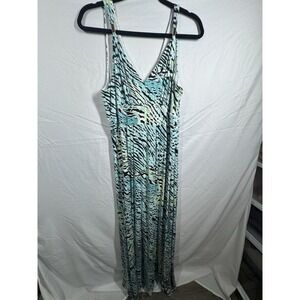 Jennifer Lopez JLO animal print green maxi dress Sz XL